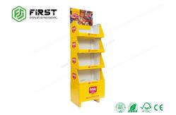 China Custom Recyclable Glossy Printed Paper Cardboard Floor Display Shelf For Promotion supplier