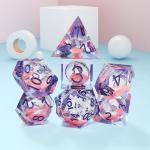 Pink Liquid Flowing Sand Resin Polyhedral Dice Multi - Noodle Tablet Game Dice Set for sale