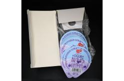 China ODM MOPP Splitting Yogurt Foil Lids Die Cut PET Cup Eye Catching Printing supplier