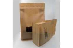 China Square Brown Kraft Paper Bag With Clear Window , Zip Lock Coffee Pouch supplier