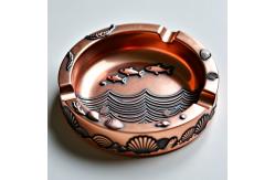 China Custom Antique Copper Metallic Ashtray With Oceanic Design Stylish Durable supplier