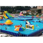 Unitized Amusement Inflatable Water Parks , Blow Up Water Slide With Bracket Pool for sale