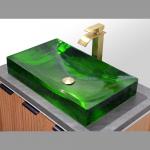 Glazed Glass Bathroom Wash Basins With Pop Up Waste Hotel Bathroom Project for sale
