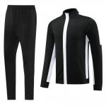 Training Retro Football Tracksuits Black Full Zip Soccer Training Set for sale