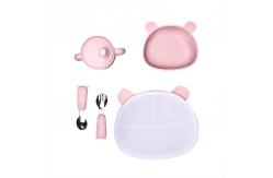 China Bear Shape Silicone Baby Feeding Set 6Pcs BPA Free Suction Bowl With Lid supplier