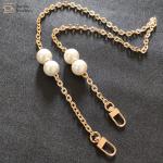 DIY Bag Chain Strap , Pearl Purse Flat Metal Chain Strap With Buckle for sale