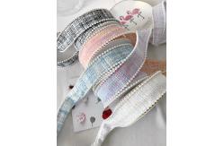 China 25mm Polyester Ribbon Lattice Plaid Ribbon Pearl Edge OEM ODM supplier