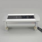 Manual Silver  Brushed Aluminum Alloy Table Pop Up Hidden Socket