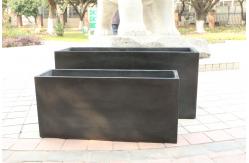 China Matte Rectangle Fiber Clay Planter With Drainage Holes supplier