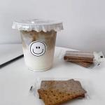 500ml PP Disposable Bubble Tea Cups With Straw Frosted Plastic Drink Cups