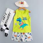 Soft Cartoon Printed Nightwear / Cotton Vest And Shorts Pyjama Set For 110cm Height for sale