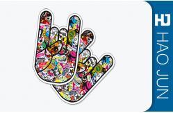 China Personalized Custom Adhesive Stickers Hand Shaped With Logo Printing supplier