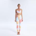 Tie Dye Flatlock Stitching Matching Sports Bra And Leggings Set 280g