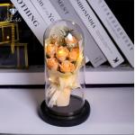 Wholesale Factory Ins Artificial LED Decorative Flowers Birthday Glass Dome Rose Bouquet Valentine's Day Quality Soap Roses for sale