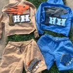 Latest Custom Puff Foem Printing French Terry Unisex Jogger Two Pieces Summer Hoodies Suits and Shorts Set Tracksuit Sweatsuits for sale