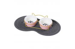 China Pet Ceramic Double Bowl Cute Anti Overturning Basin supplier