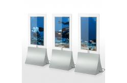 China Thin Dual Sided 43 High Brightness LCD Display Transparent Glass Floor Stand supplier