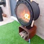 Wall Mounted Wood Burning Floating Fireplace Hanging Ceiling Round Design Fireplace