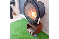 China Wall Mounted Wood Burning Floating Fireplace Hanging Ceiling Round Design Fireplace supplier