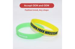 China Rubber Embossed Printed Wristbands , Segmented Printed Silicone Bands supplier