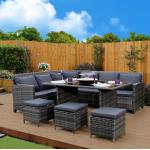 Corner Outdoor Rattan Sofa Dining Sets High-End Quality Garden Dining Table for sale