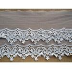 Vintage Embroidered Tulle Nylon Lace Trim For Ladies Dress 22CM Off White for sale