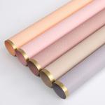 Matt Florist Wrapping Paper 50 Micron Bouquet Wrap Sheets With Golden Border for sale