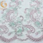 Attractive French 3D Embroidery Lace Fabric Beaded 80% Nylon for sale