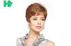 China Super Popular Short Natural Looking Synthetic Wigs Easy Style With Neat Bang supplier
