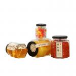 Flat Hexagon Airtight Mason Jars , BPA Free Food Safe Glass Candy Jar With Lid for sale