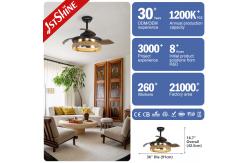 China 36 Inch Black Caged Ceiling Fan with Light and Remote Midcentury Lighting Solution supplier