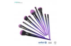 China Gradient Plastic Handle Synthetic Hair Makeup Brush With Aluminum Ferrules supplier