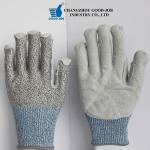 Leather Cut Resistant Gloves HPPE Fiber Cow Split Leather Welding Gloves for sale