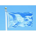 Finished Double-stitched United Nations Flag Canvas Header Two Brass Grommets for sale