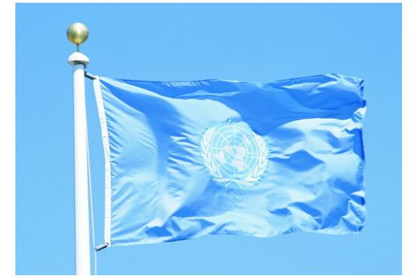 Finished Double-stitched United Nations Flag Canvas Header Two Brass Grommets