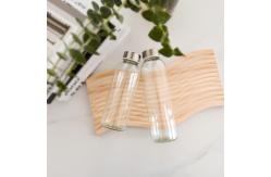 China Personalized Custom 350Ml 500Ml 16Oz Transparent Glass Water Bottle With Stainless Steel Lid supplier