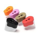 PS Plastic Portable Double Hole Pencil Sharpener With Lid for sale