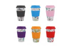 China Biodegradable 400ml Bamboo Fiber Coffee Cup With Silicone Cover supplier