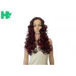 Fashion Black / Red 22 Inch Long Synthetic Wigs For Ladies Curly Wave Hair for sale
