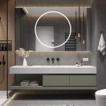 Plywood Bathroom Vanity Units , slate Countertop  Floating Vanity Cabinet