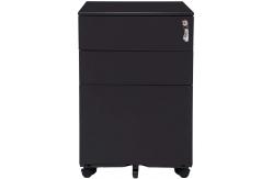 China 3 Drawer Black Mobile Metal File Cabinet With Anti-Tilt Mechanism supplier