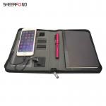Waterproof Portable Zippered Leather Portfolio , PU Leather File Folder With Zipper