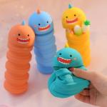 Silicone Retractable Pencil Case Cartoon Kawaii Expandable Stand School Stationery Box School Supplies Christmas Gifts for sale