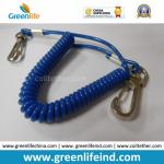 Solid Blue Plastic Elastic Spring Belt Coil Bungee Lanyard for sale