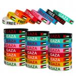 Silicone Slogan Watchword Printed Wristbands Custom Flag Free Palestine Save Gaza Souvenir Silicone Wristbands for sale