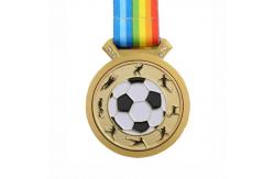 China Round Shape Custom Soccer Medals Engravable Shiny Gold / Shiny Silver / Shiny Copper supplier
