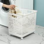 H30cm Plastic Laundry Hamper With Wheels For Living Room Hotel
