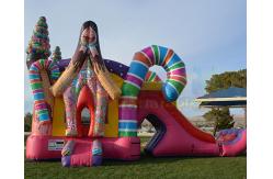 China Combo Sugar Shack Inflatable Bouncy Slide Digital Printing supplier
