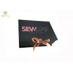 Black Cardboard Gift Box Packaging / Magnetic Folding Packaging Boxes For Hair Extension for sale