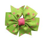 Girls Hair Bow Ribbon Dot Printing Green / Pink Color Customized Size for sale